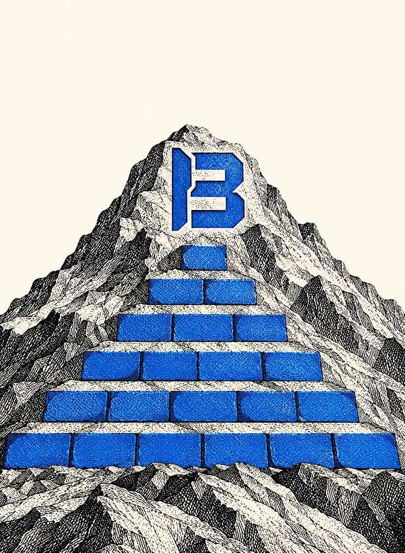 Engraved mountain meeting a pixel wave of green data